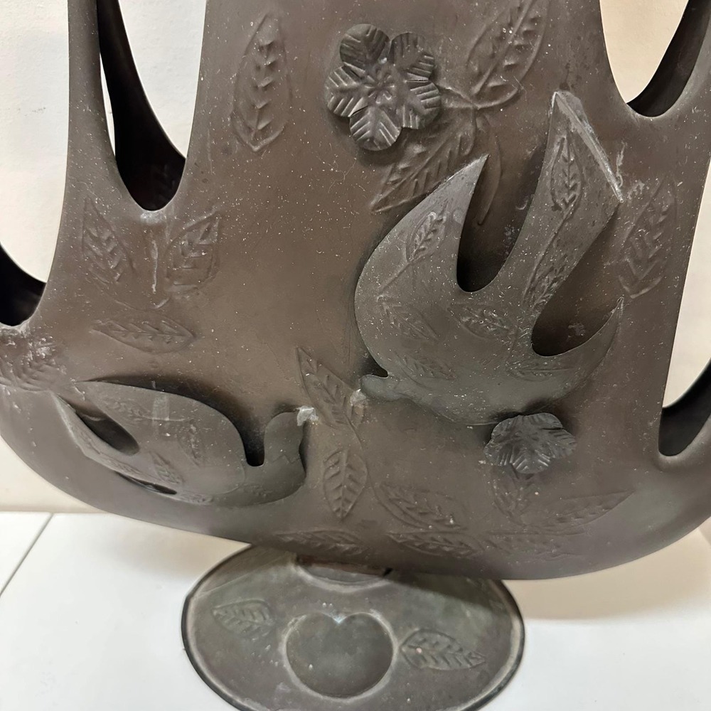 Vtg Gene Byron Mexican Brutalist 7 Cup Candelabra Bird Floral Brass Sculpture - Picture 2 of 13